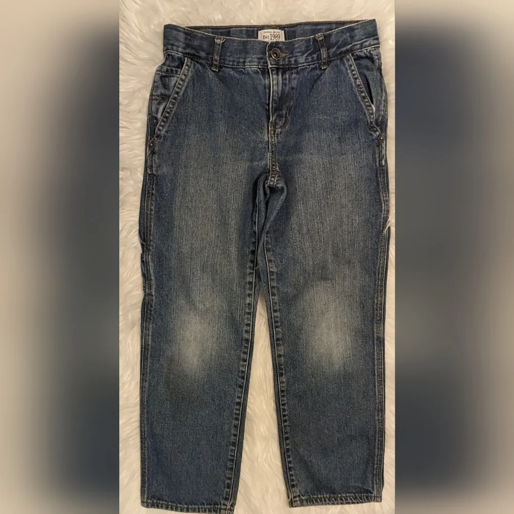 EUC The Children's Place medium wash distressed adjustable elastic button waist - Picture 1 of 12